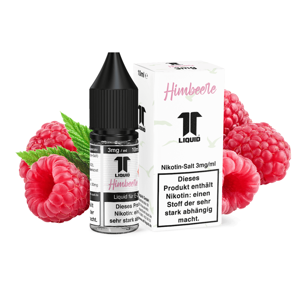 Elf-Liquid Nikotinsalz 3mg Himbeere 10ml Flasche mit frischen Himbeeren