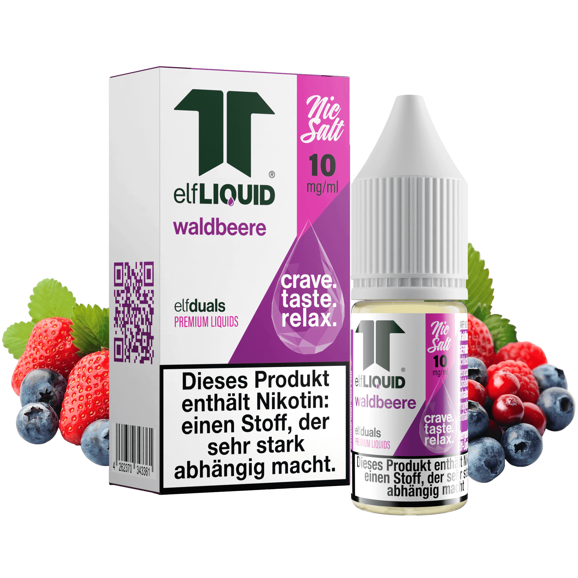 Elf-Liquid Nikotinsalz 10mg Waldbeere 10ml Flasche mit gemischten Beeren