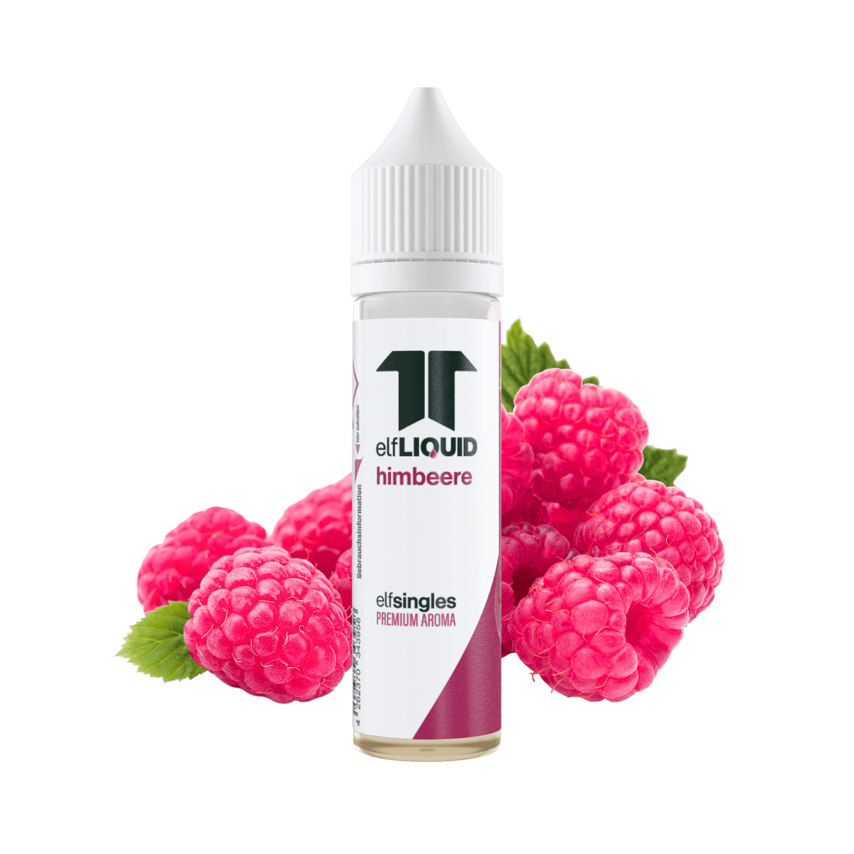 Elf-Liquid Longfill Aroma Himbeere 10ml Flasche – Frontansicht mit frischen Himbeeren
