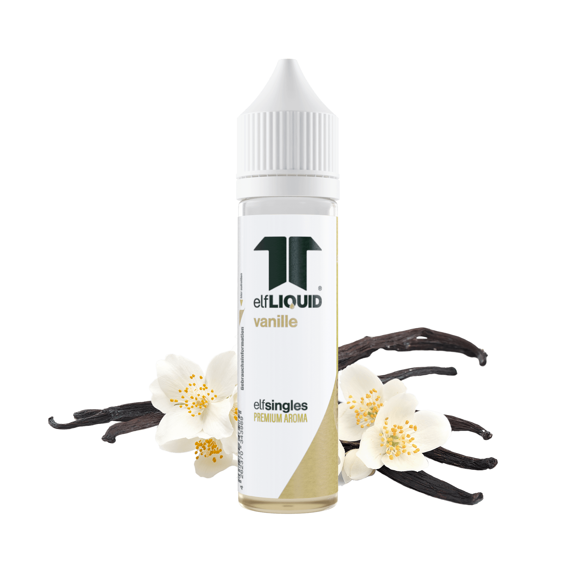 Elf-Liquid Longfill Aroma Vanille 10ml Flasche – Frontansicht mit Vanilleschote