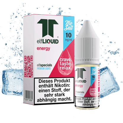 Elf-Liquid 10mg Nikotinsalz Energy 10ml Flasche mit blauen Eiswürfeln