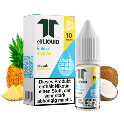 Elf-Liquid Nikotinsalz 10mg Kokos-Ananas 10ml Flasche mit Kokosnuss und Ananas