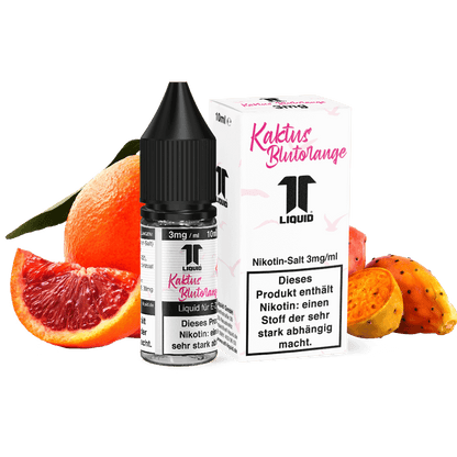 Elf-Liquid Nikotinsalz 3mg Kaktus-Blutorange 10ml Flasche mit Kakteen und Orangenscheiben