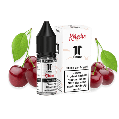 Elf-Liquid Nikotinsalz 3mg Kirsche 10ml Flasche mit Kirschen und Blatt