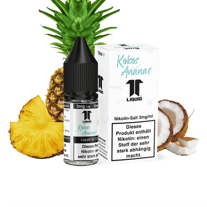 Elf-Liquid Nikotinsalz 3mg Kokos-Ananas 10ml Flasche mit Kokosnuss und Ananas