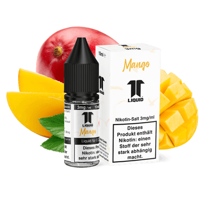 Elf-Liquid Nikotinsalz 3mg Mango 10ml Flasche mit Mango Bild im Hintergrund