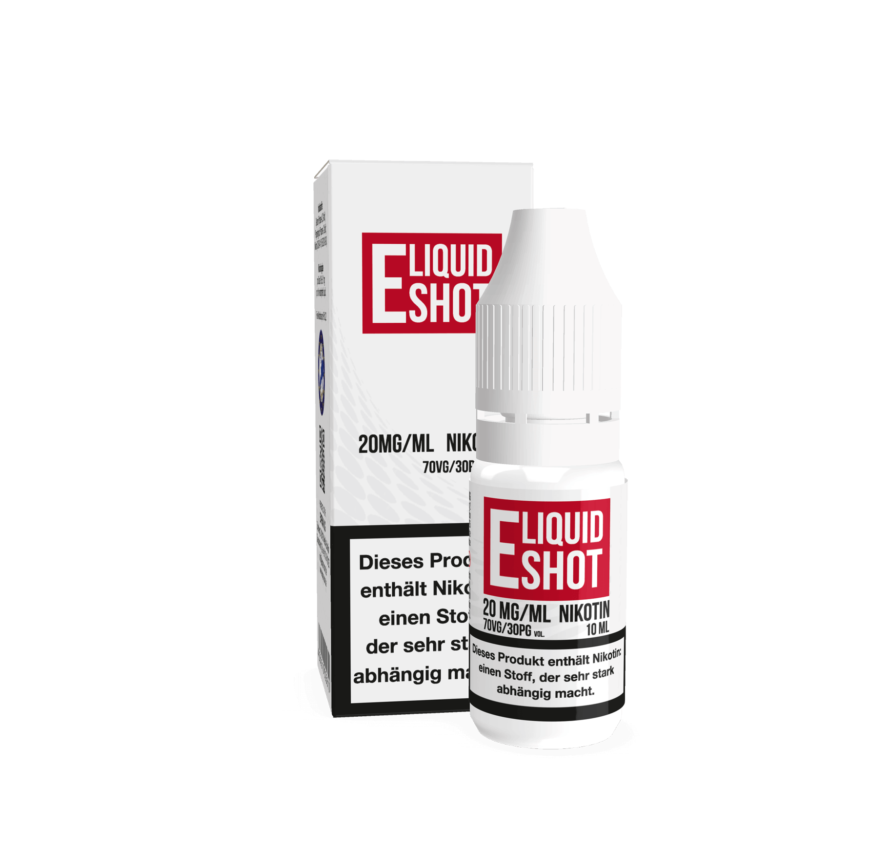 Nikotinshot 20mg/ml Flasche und Verpackung VG 50 PG 50