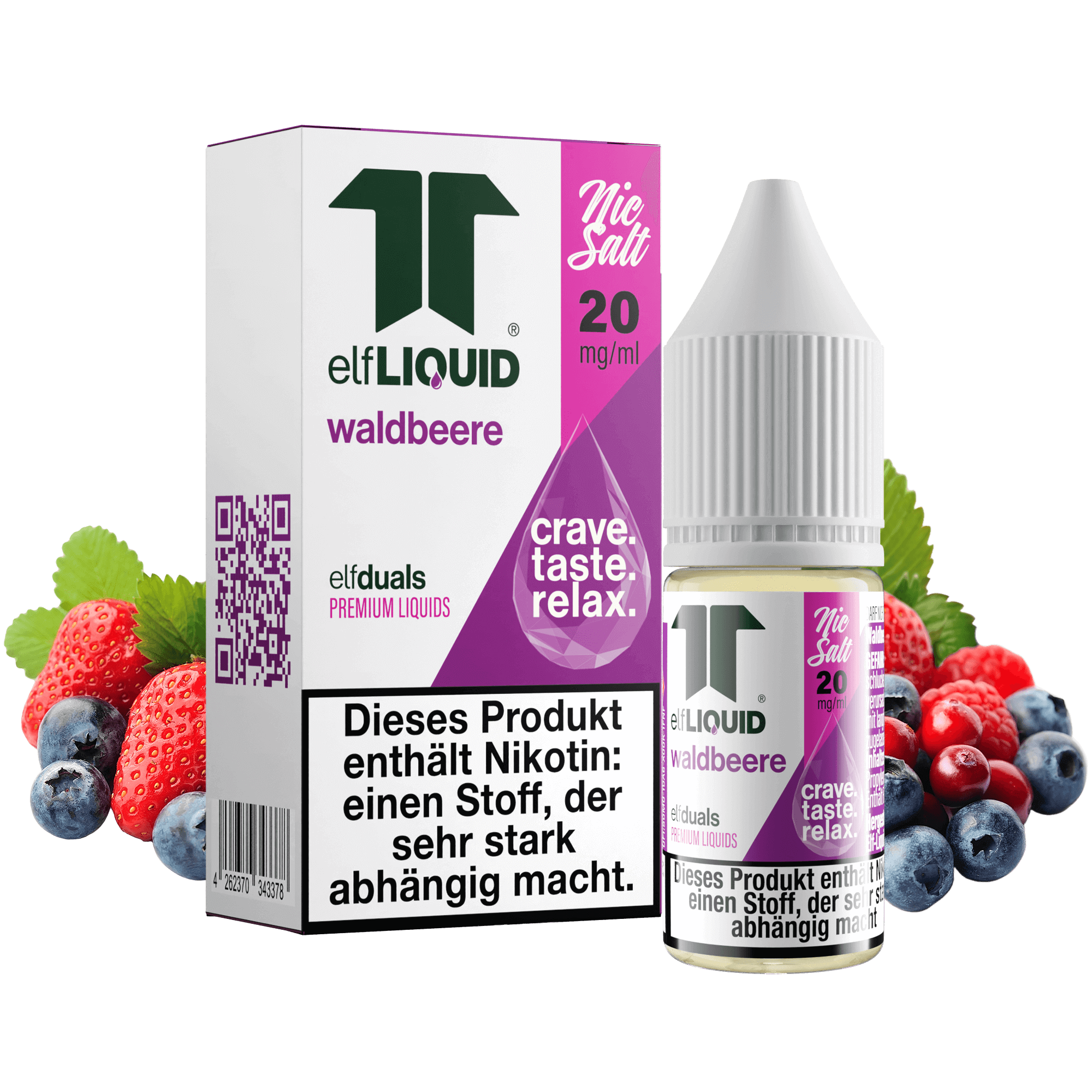 Elf-Liquid Nikotinsalz 20mg Waldbeere 10ml Flasche mit gemischten Beeren