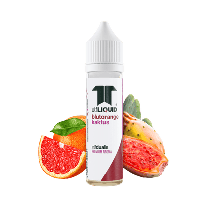 Elf-Liquid Longfill Aroma Kaktus-Blutorange 10ml Flasche – Frontansicht mit Kaktusfrucht und Blutorangenscheiben