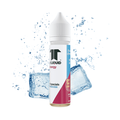 Elf-Liquid Longfill Aroma Energy 10ml in 60ml Flasche mit Eiswürfeln im Hintergrund von der Seite