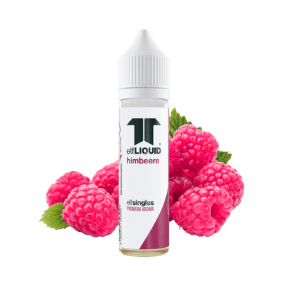 Elf-Liquid Longfill Aroma Himbeere 10ml Flasche – Frontansicht mit frischen Himbeeren