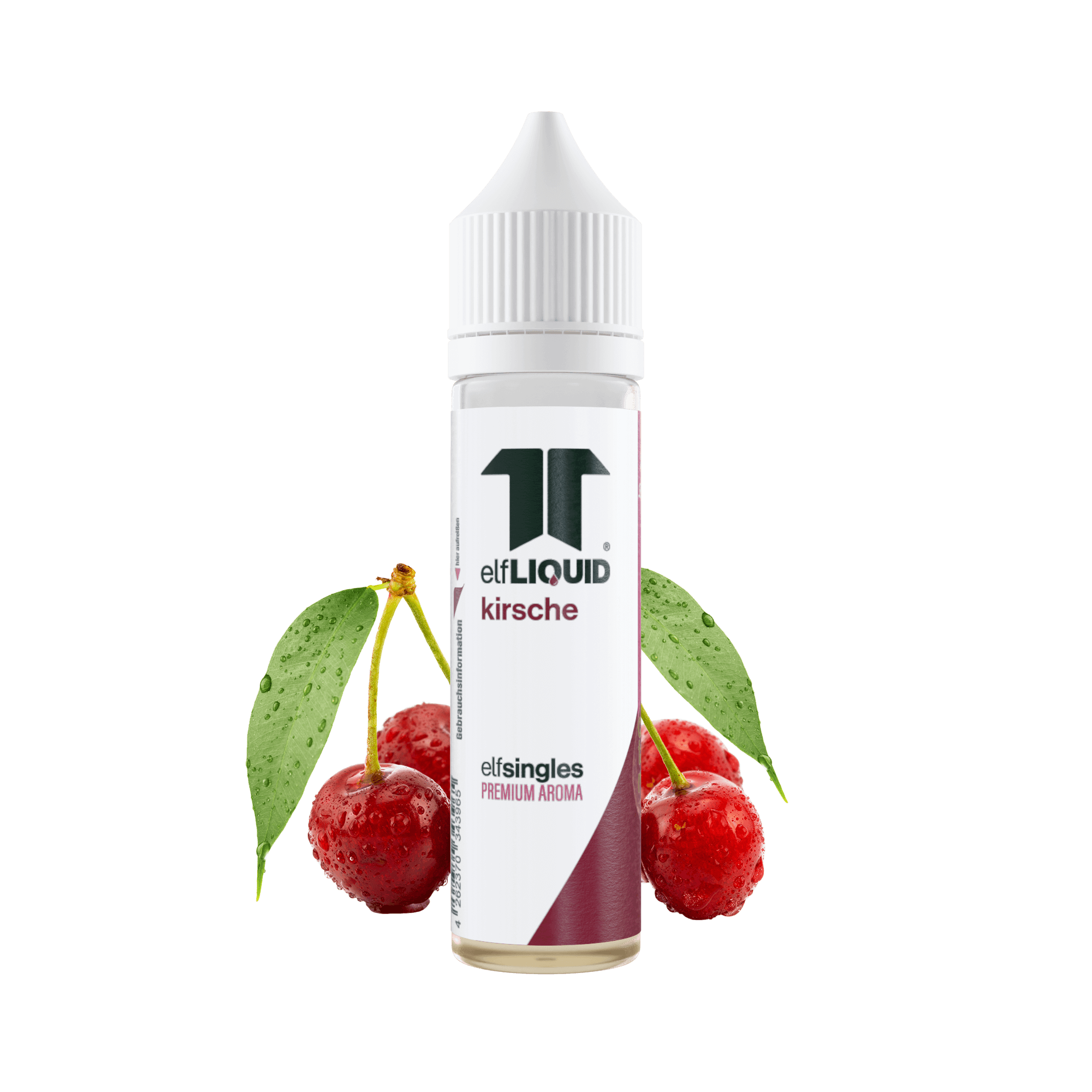 Elf-Liquid Longfill Aroma Kirsche 10ml Flasche – Frontansicht mit roten Kirschen