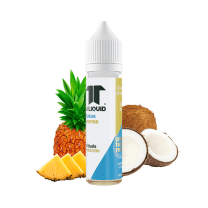 Elf-Liquid Longfill Aroma Kokos-Ananas 10ml – schräge Ansicht mit tropischen Früchten