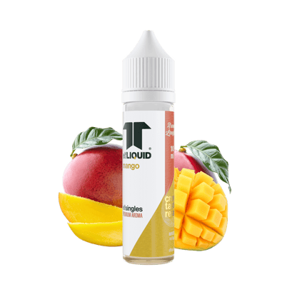 Elf-Liquid Longfill Aroma Mango 10ml – leicht schräg mit Mangohintergrund