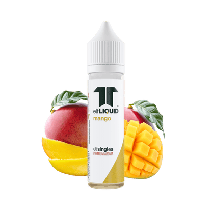 Elf-Liquid Longfill Aroma Mango 10ml Flasche – Frontansicht mit Mango-Scheiben