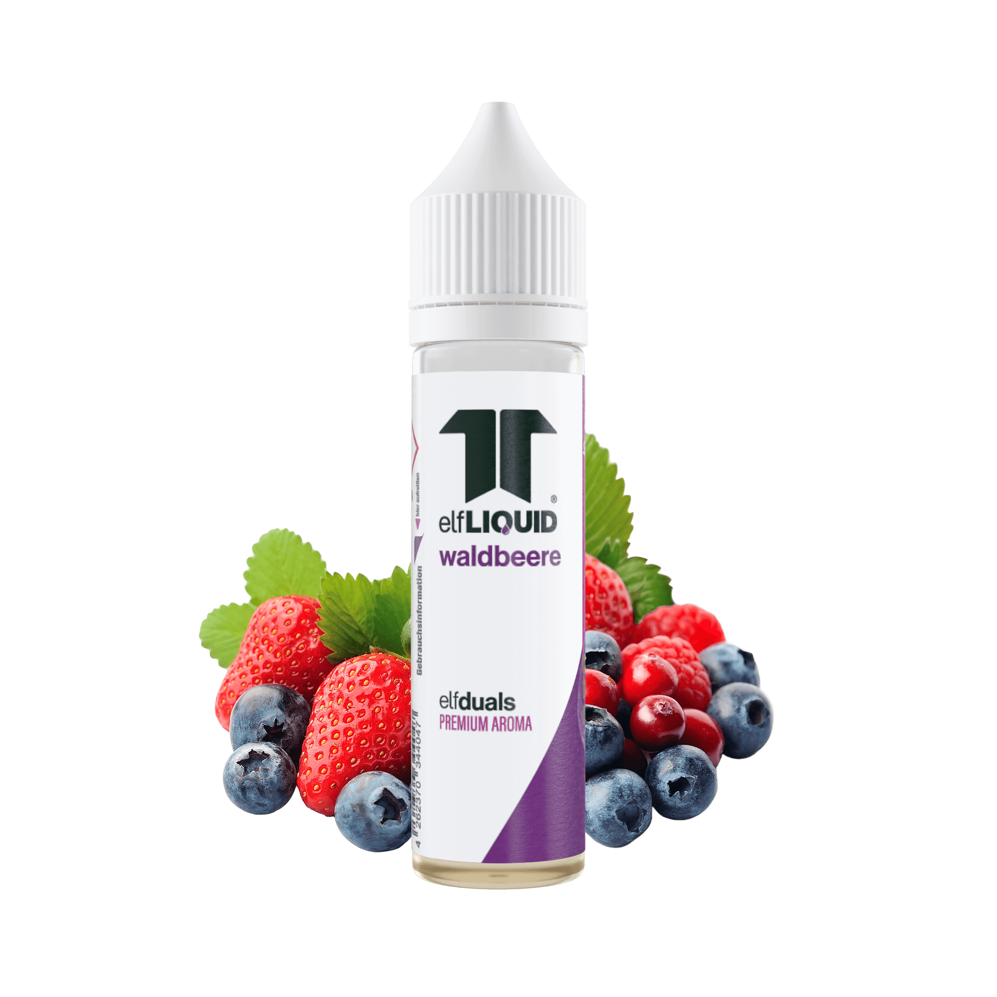 Elf-Liquid Longfill Aroma Waldbeere 10ml Flasche – Frontansicht mit gemischten Beeren